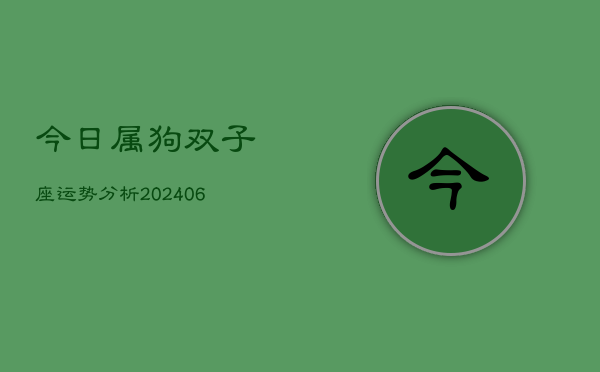 1、今日属狗双子座运势分析(20240707)